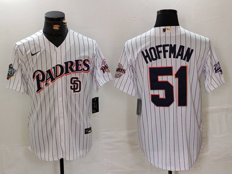 Men San Diego Padres #51 Hoffman White Stripe Throwback 2024 Nike MLB Jersey style 2->philadelphia eagles->NFL Jersey